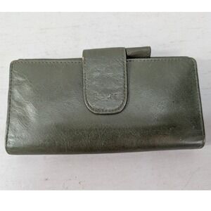 Rolfs Fundamentals Olive Green‎ Leather Checkbook Wallet Bifold Card Holder Box